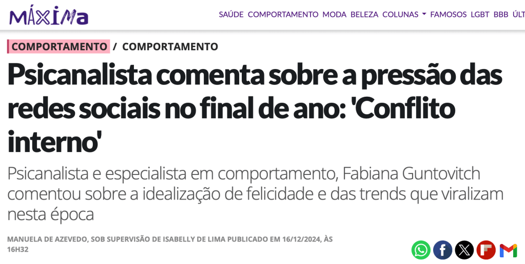 Psicanalista comenta sobre a pressão das redes sociais no final de ano: 'Conflito interno'